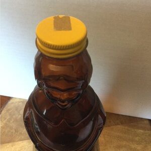 Mrs Butterworth’s Syrup Amber Glass Bottle Metal Lid 11” Tall Vintage